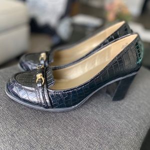 Bandolino Arguello Faux Croc Patent Heeled Pumps